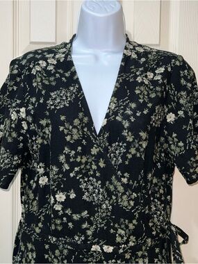 Pact Womens Organic Cotton Floral Flare Wrap Dress Sz L Dark Fairy Whimsigoth